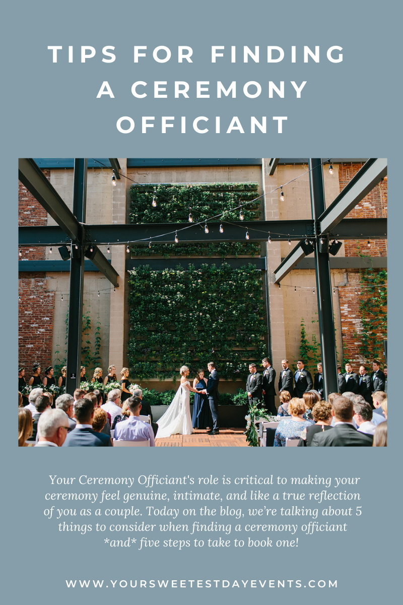 Tips for Finding Your Ceremony Officiant // Your Sweetest Day Events (relevant hashtags: #weddingplanning #pastor #ordainedminister)