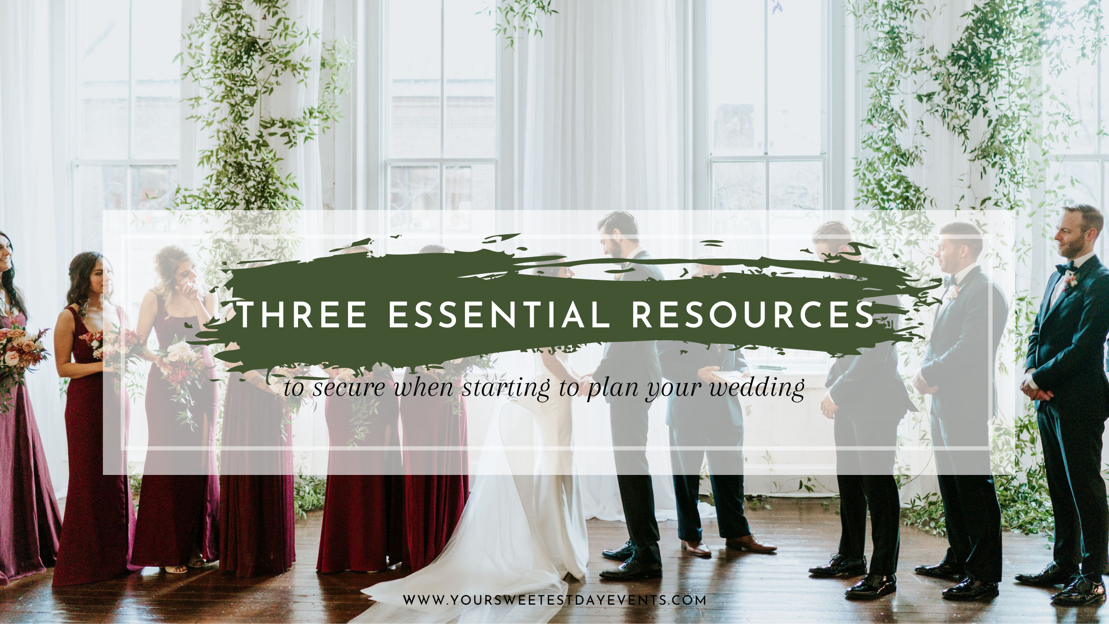 Three Essential Resources To Secure When Starting To Plan A Wedding | Your Sweetest Day Events| If you are just getting started with planning your wedding, perhaps you feel overwhelmed by the act of just getting started. Maybe you are wondering where do I find a reliable resource to guide me through the process? How do I ensure I don’t overlook any details? We've got you covered, we’re sharing our Getting Started Recipe for Planning Success! It’s simple, easy-to-follow & in true planner fashion, leaves no stone unturned! Read more here. #weddingplanning #planningtipsandtricks #wedding
